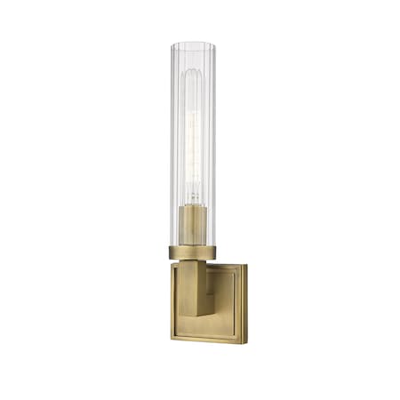 Beau 1 Light Wall Sconce, Rubbed Brass & Clear
